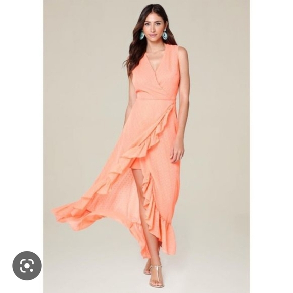BEBE// Ruffle Hi-Lo Textured Maxi Dress - Picture 1 of 4